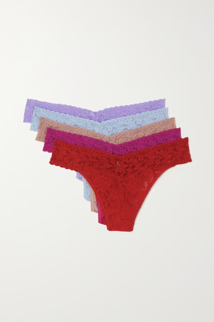 Signature Original-Rise Stretch Lace Thongs (Set of Five)