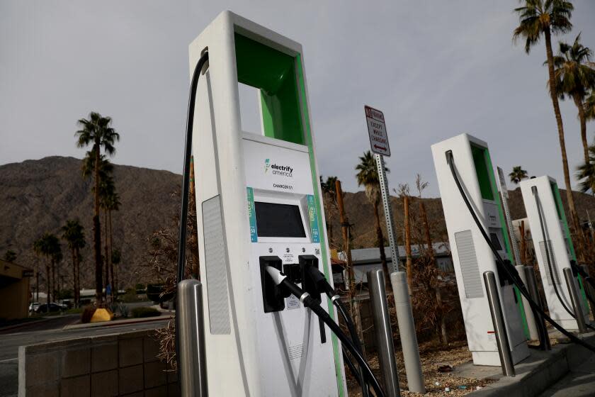 PALM SPRINGS , CA - JANUARY 19: Electrify America electric vehicle charging station on Friday, Jan. 19, 2024 in Palm Springs , CA. The State of California has spent more than a billion dollars on a public charging system that is unreliable, and so instead of encouraging EV ownership, works against it. (Gary Coronado / Los Angeles Times)