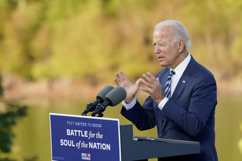 Democratic U.S. presidential nominee Joe Biden campaigns in Gettysburg, Pennsylvania