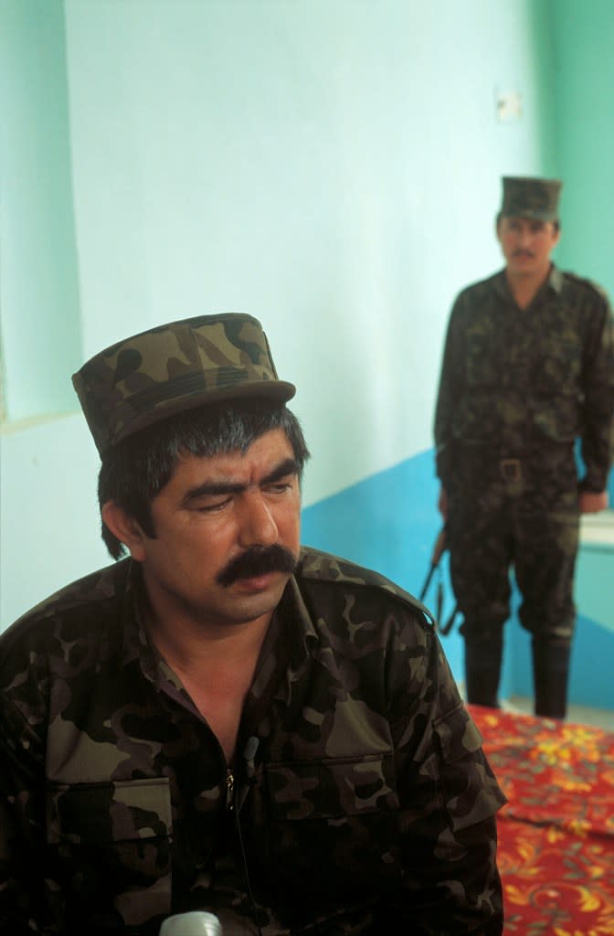 AFGHANISTAN. Near Mazar Sharif. In his residence, General Rashid DOSTUM, a n Uzbeck warlord and the commander of Choura-E-Nizar military coalition. 
The fall of Kabul happened on the 25th and 26th of April. Massoud's fighters, helped by airlifted reinforcements from an ethnic Uzbek militia, pushed fundamentalist Gulbuddin Hekmatyar out of the Presidential palace and out into the southern suburbs1992.