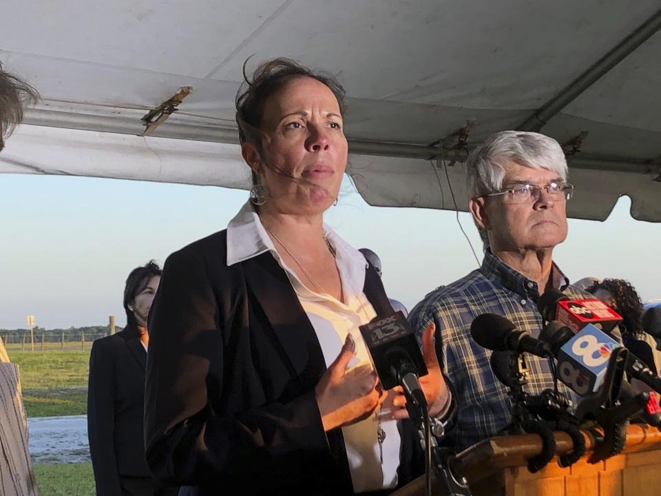 Lisa Noland speaks after the execution of Florida serial killer Bobby Joe Long on Thursday. Ms Noland survived being abducted and raped by Long in 1984.