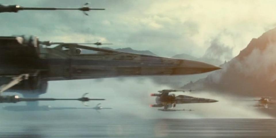 x-wings flying over the water star wars episode vii trailer