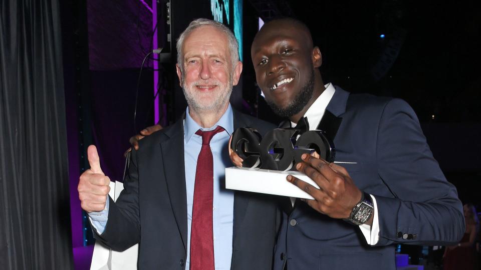 Jeremy Corbyn and Stormzy, attend the GQ Men Of The Year Awards in 2017