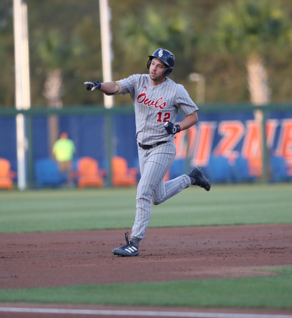 Florida Atlantic's Nolan Schanuel hit 18 home runs in 2023, including three against Florida and two against Miami. He was taken in the first round of the MLB draft and spent barely a month in the minors before being called up to the Los Angeles Angels' major league team.