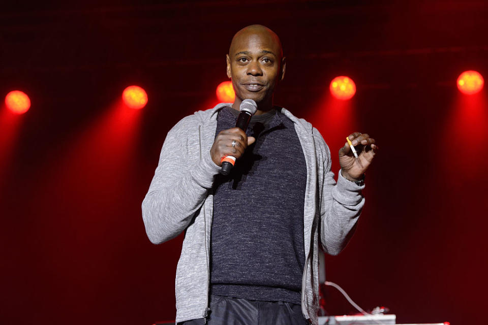 CHICAGO, IL - SEPTEMBER 21:  Dave Chappelle performs on stage during AAHH!! Fest 2014 at Union Park on September 21, 2014 in Chicago, United States.  (Photo by Daniel Boczarski/Redferns via Getty Images)