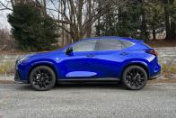 <p>The NX 350's profile is vastly similar to most crossovers on the market, though there are a few small changes to help it stand out. The sloping roof at the rear looks sleek, while the flowing front end blends effortlessly into the windshield area. The big wheels do a lot to help proportions overall. </p>