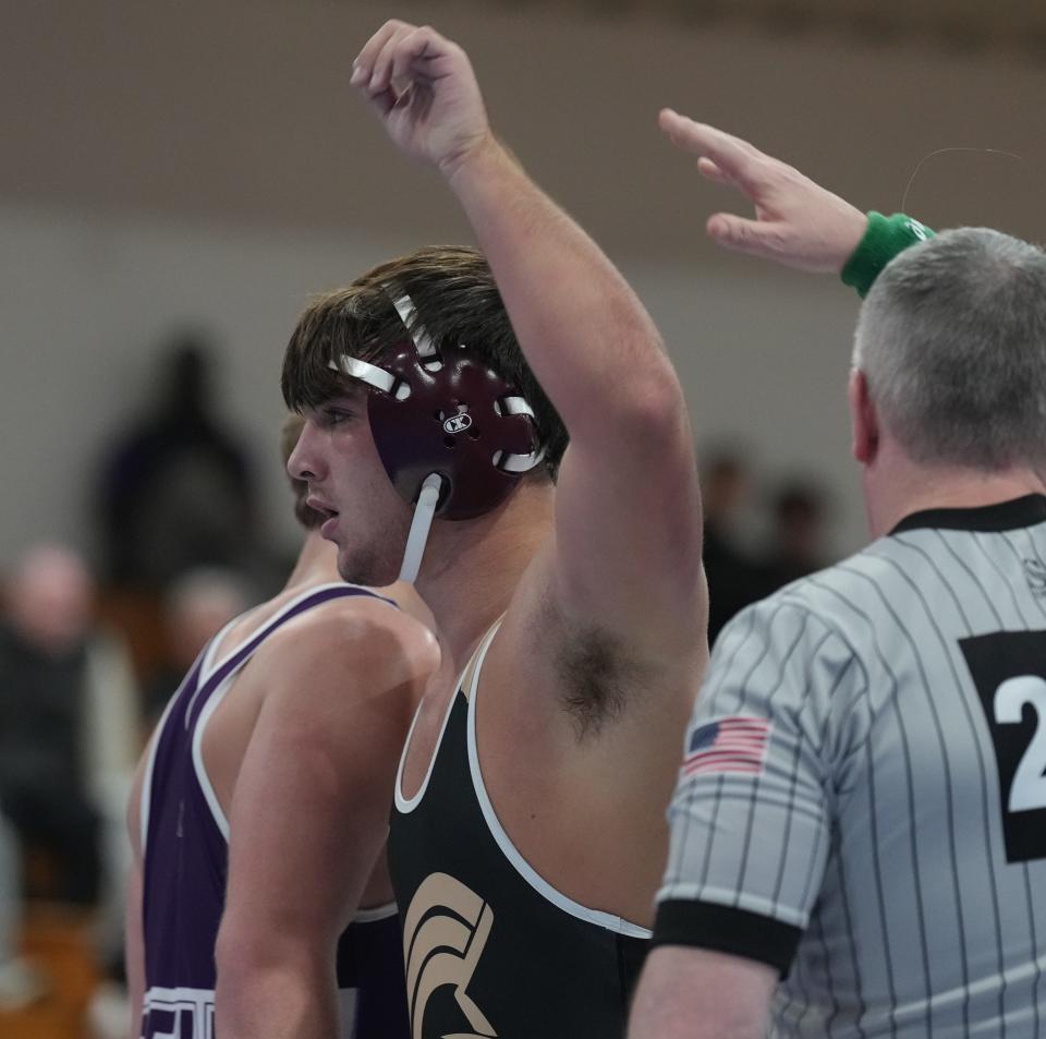 Florham Park, NJ -- December 28, 2023 -- Daniel Rella of Paramus Catholic defeated Connor Delaney of Rumson-Fair Haven in the finals of the 190 lb. match to win the Sam Cali Wrestling Invitational that took place at Ferguson Recreation Center on the campus of FDU-Madison