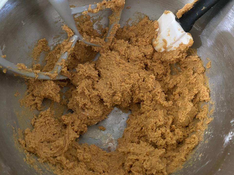 mixing Alex Guarnaschelli gingerbread dough in stand mixer