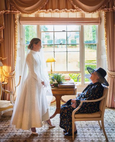 <p>Courtesy India Hicks</p> India Hicks, at the family home in Oxfordshire, U.K. on her wedding day in Sept. 2021 with her mother