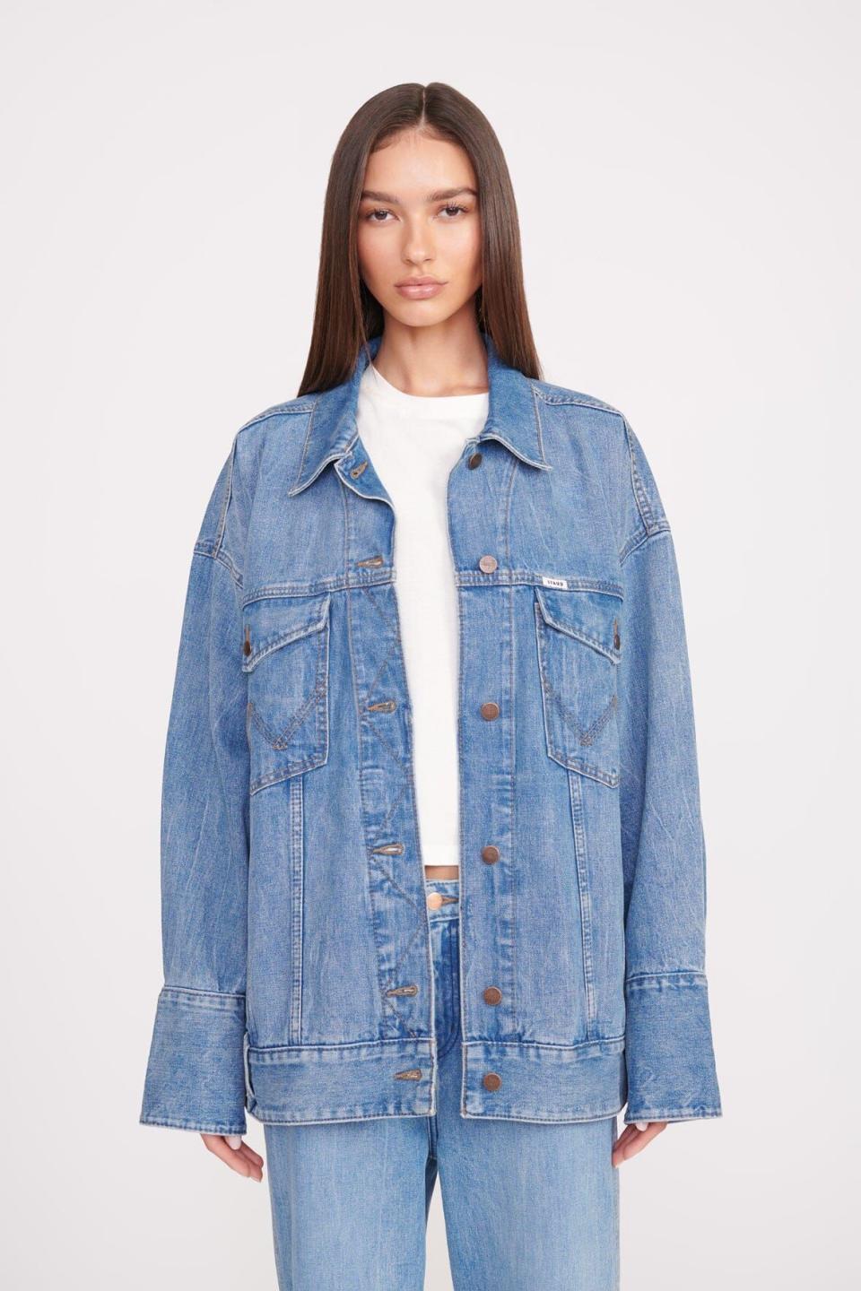 <p><a href="https://go.redirectingat.com?id=74968X1596630&url=https%3A%2F%2Fstaud.clothing%2Fproducts%2Fthe-biggest-jean-jacket-mid-blue&sref=https%3A%2F%2Fwww.townandcountrymag.com%2Fstyle%2Ffashion-trends%2Fg43623443%2Fbest-denim-jackets-women%2F" rel="nofollow noopener" target="_blank" data-ylk="slk:Shop Now;elm:context_link;itc:0;sec:content-canvas" class="link ">Shop Now</a></p><p>The Biggest Jean Jacket</p><p>staud.clothing</p><p>$295.00</p>