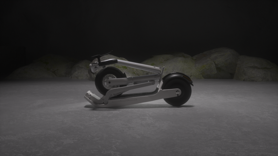 Lavoie’s scooter folds down to a very compact size. (Lavoie)