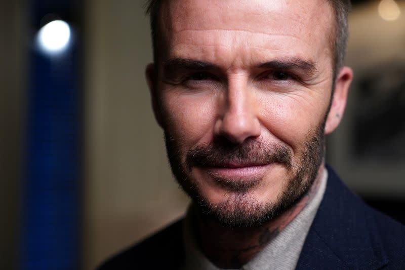 Former soccer player and MLS team owner David Beckham poses for a portrait following an interview in the Manhattan borough of New York City