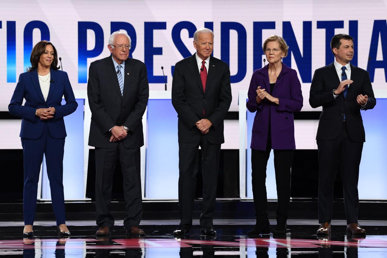 Democratic candidates at the debate in Westerville, Ohio: AFP via Getty Images