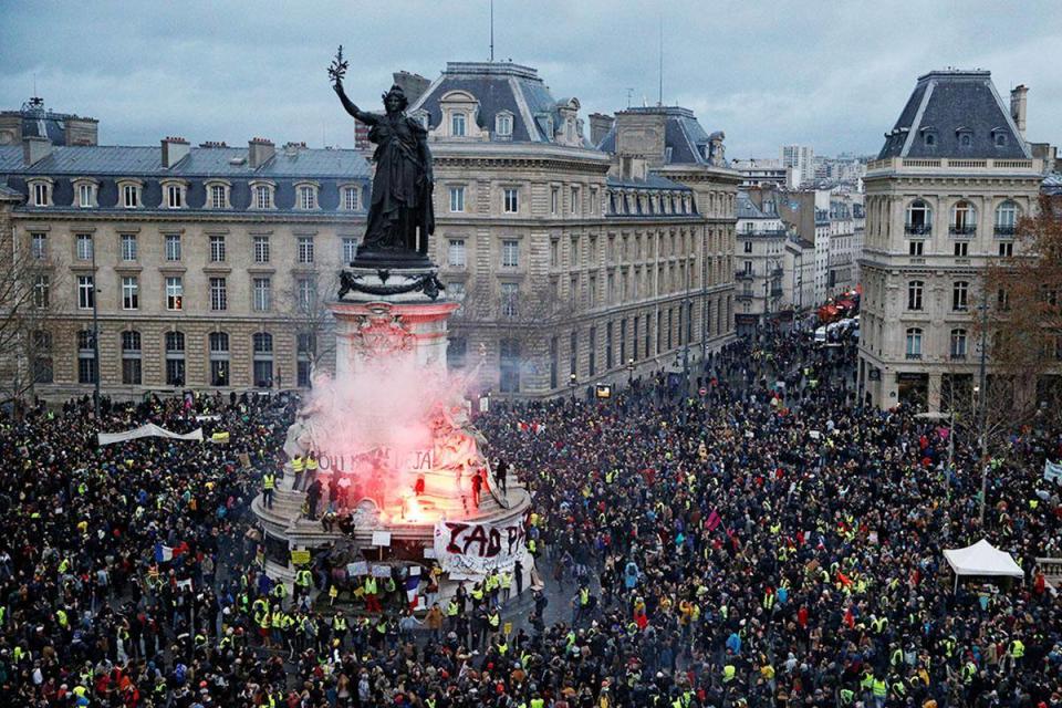 Protesters at Place de la Republique (Reuters)