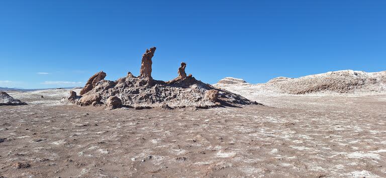 El Valle de la Luna, en Antofagasta. Las tres marías es el nombre que las comunidades locales pusieron a esta formación que se produjo hace 150 millones de años por la evaporación del agua; es de sal y arcilla
