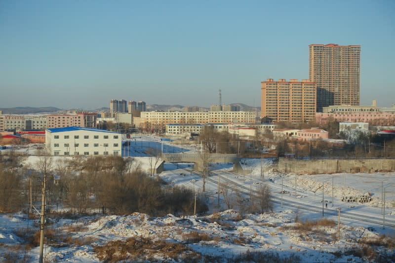 General view of the coal city of Hegang covered in snow