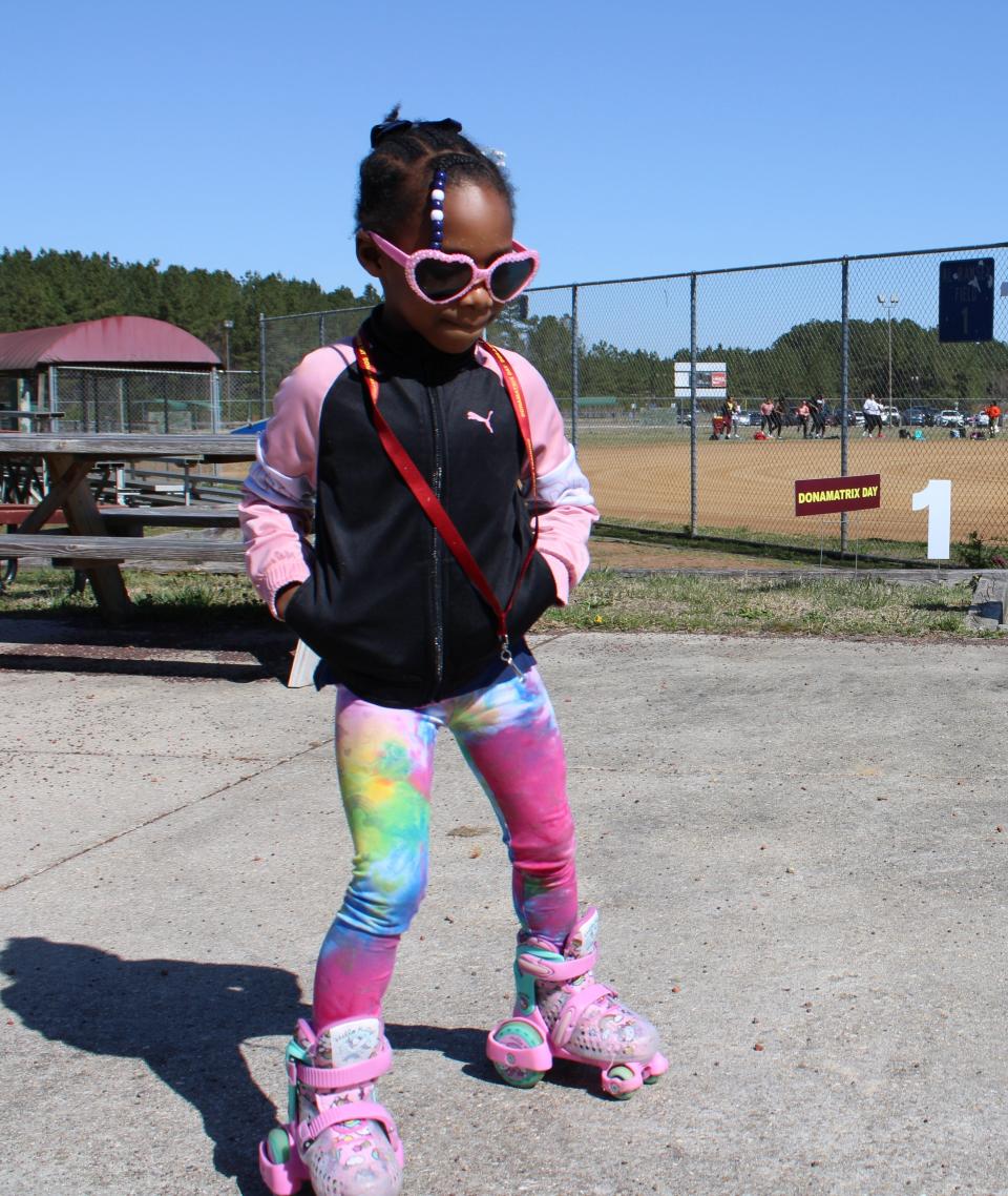 Four-year-old Joliana Johnson skates during Donamatrix Day at Petersburg Sports Complex on April 2, 2022.