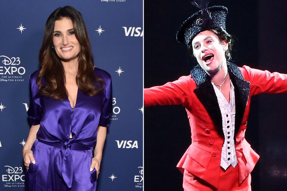 ANAHEIM, CALIFORNIA - SEPTEMBER 09: Idina Menzel attends D23 Expo 2022 at Anaheim Convention Center in Anaheim, California on September 09, 2022. (Photo by Alberto E. Rodriguez/Getty Images for Disney); NEW YORK, NEW YORK - SEPTEMBER 06: Lea Michele as "Fanny Brice" in "Funny Girl" on Broadway at The August Wilson Theatre on September 6, 2022 in New York City. (Photo by Bruce Glikas/WireImage)