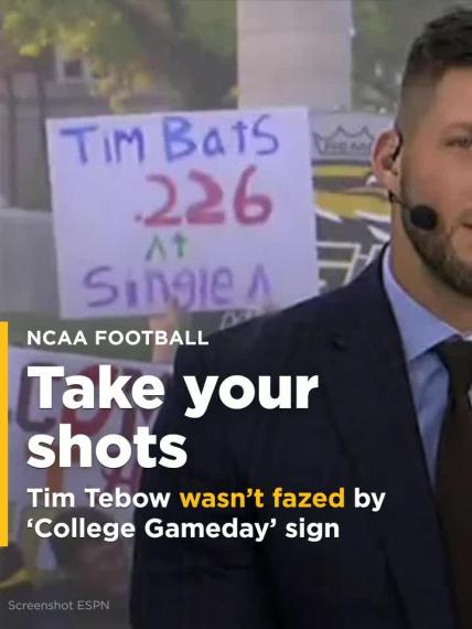 Tim Tebow wasn't fazed by 'College Gameday' sign ripping his batting average