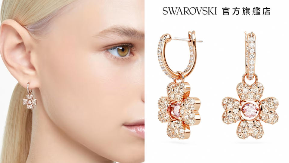 母親節禮物推薦��SWAROVSKI 施華洛世奇 Idyllia 幸運草耳環/全館滿5千折5百、滿萬折千，指定品領券再享85折。四葉草造型點綴密鑲透明水晶十分璀璨奢華，讓媽媽在母親節也享有特別幸運的感覺，官方直營有保障。