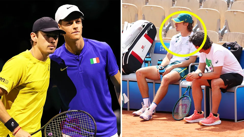 Alex de Minaur's (pictured right) involvement in the Olympics is a huge tlaking point after both Jannik Sinner and Holger Rune withdrew from the Paris Games. (Getty Images)