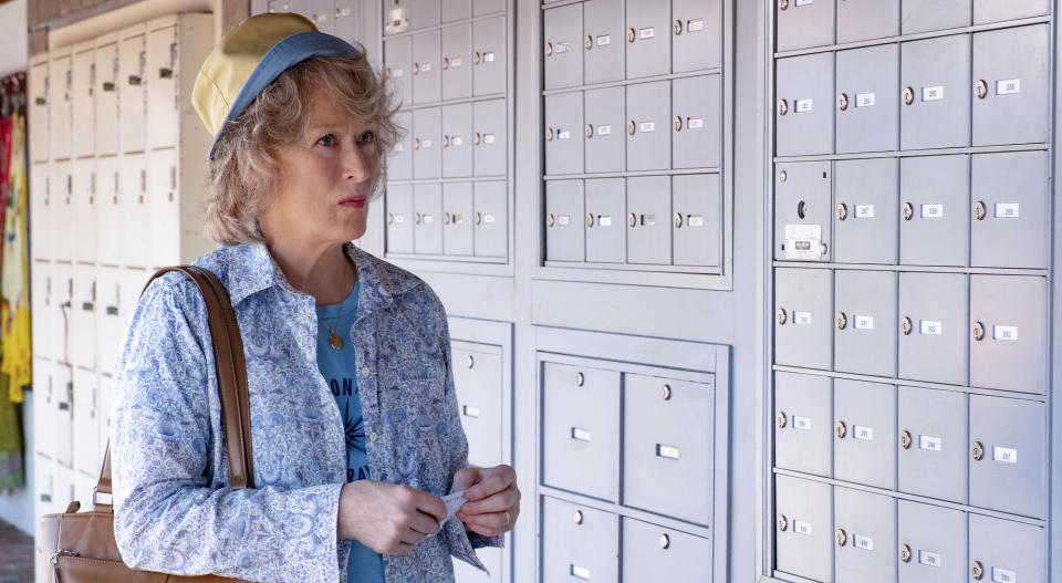 This image released by Netflix shows Meryl Streep in a scene from "The Laundromat," in theaters on Sept. 27. (Claudette Barius/Netflix via AP)