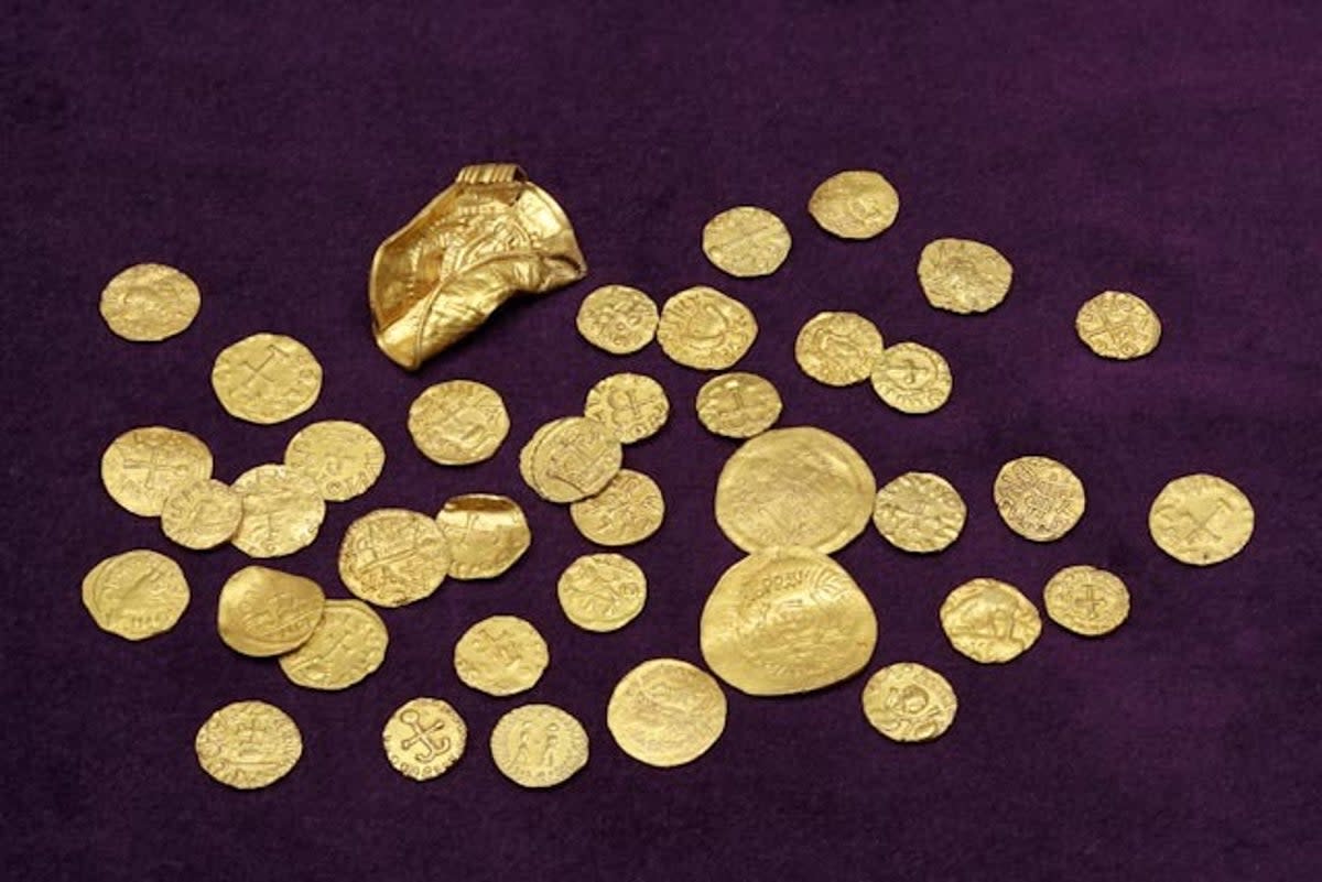 A hoard of Anglo-Saxon coins. Museums are said to be running out of space to host archaelogical finds  (British Museum/PA)