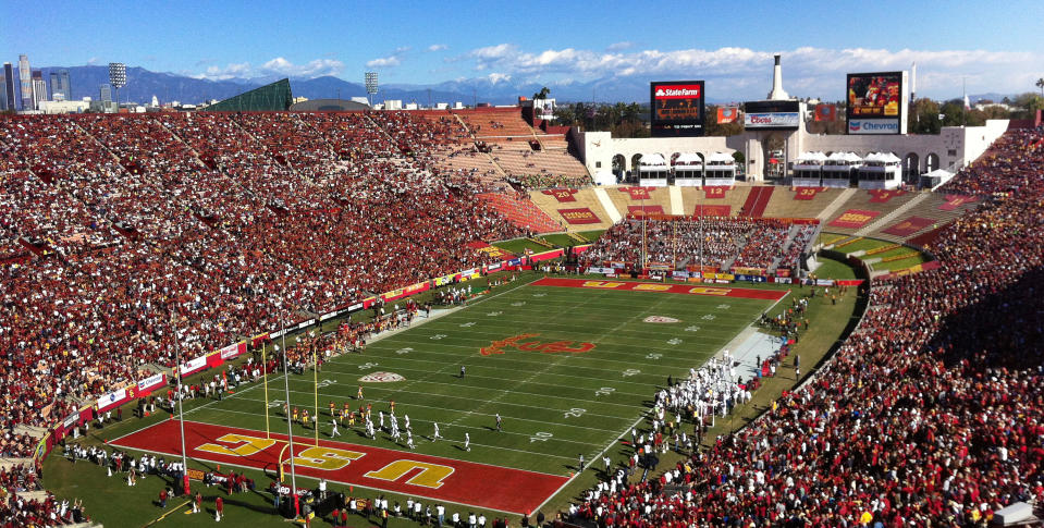 Los Angeles Memorial Coliseum has been the home of USC football since 1923. (AP Photo/John Antczak, File)