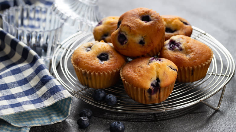 Pile of blueberry muffins