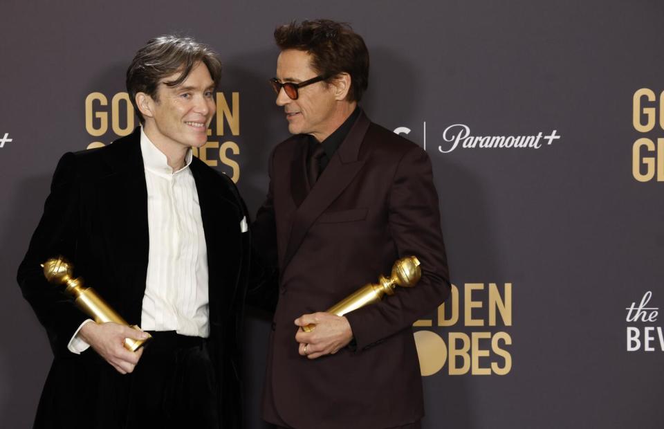 "Oppenheimer" stars and Golden Globe winners Cillian Murphy and Robert Downey Jr.