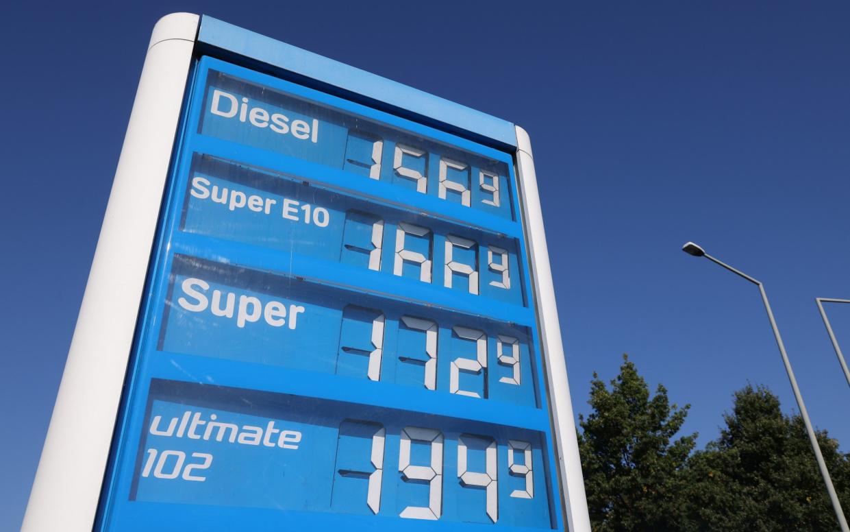 DRESDEN, GERMANY - OCTOBER 08: A display board shows prices at a petrol station on October 08, 2021 in Dresden, Germany. Consumer gasoline and diesel prices have risen significantly in recent weeks, as have natural gas prices, both in Germany and across Europe. (Photo by Sean Gallup/Getty Images) - Sean Gallup /Getty Images Europe 