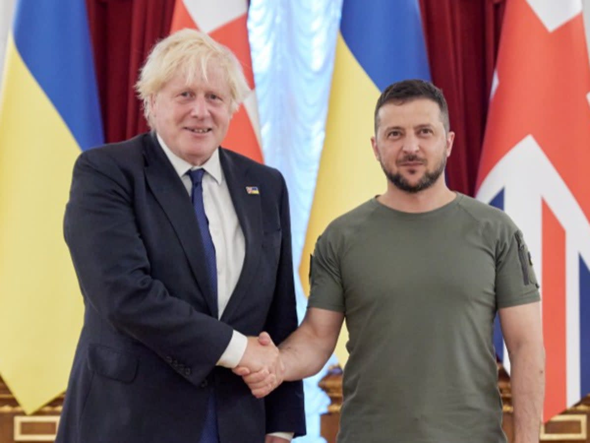 Boris Johnson with Volodymyr Zelensky (President of Ukraine)