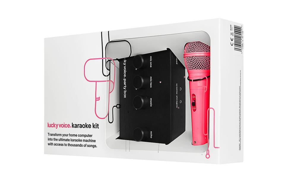 <p><a rel="nofollow noopener" href="https://shop.luckyvoice.com/collections/frontpage/products/lucky-voice-karaoke-machine-pink-mic" target="_blank" data-ylk="slk:Lucky Voice, £60;elm:context_link;itc:0;sec:content-canvas" class="link "><i>Lucky Voice, £60</i></a><br><br></p>