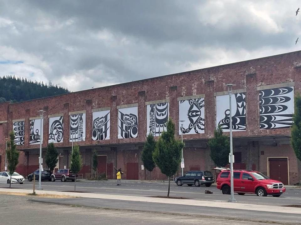 The Port of Bellingham’s Boardmill Building on the waterfront in Bellingham, Wash., features a 10-piece art installation in summer 2022 that celebrates the living life of the Salish Sea from artists Jason LaClair, Eagle Borsey, Raven Borsey and Gretchen Leggitt Art. Additional support for the art was provided by Children of the Setting Sun Productions and Paper Whale.