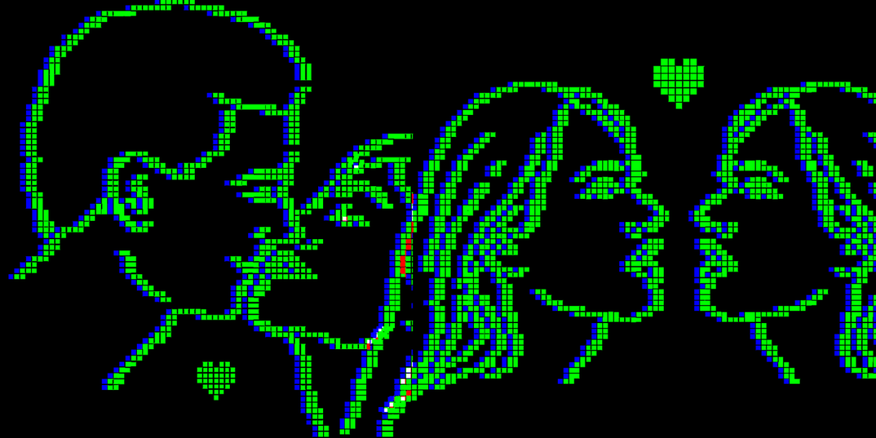 pixelated couples kissing