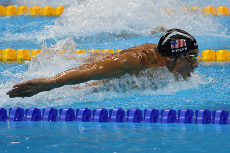 <span class="caption">Michael Phelps pees in the pool.</span> <span class="attribution"><a class="link " href="https://www.shutterstock.com/image-photo/rio-de-janeiro-brazil-august-8-469770791?src=HlZsTJarb4hxq4F0O0SzRA-1-2" rel="nofollow noopener" target="_blank" data-ylk="slk:Shutterstock;elm:context_link;itc:0;sec:content-canvas">Shutterstock</a></span>