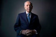 <p>Israel’s former President Shimon Peres poses for a portrait at the Peres Center for Peace in Jaffa, Israel on Feb. 8, 2016. (AP Photo/Oded Balilty) </p>