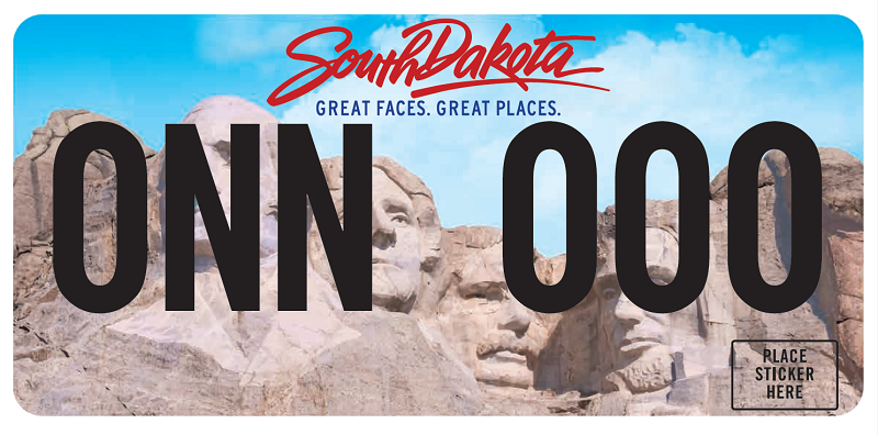 An example of a South Dakota license plate.