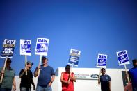 United Auto Workers (UAW) union members picket outside Ford's Kentucky truck plant