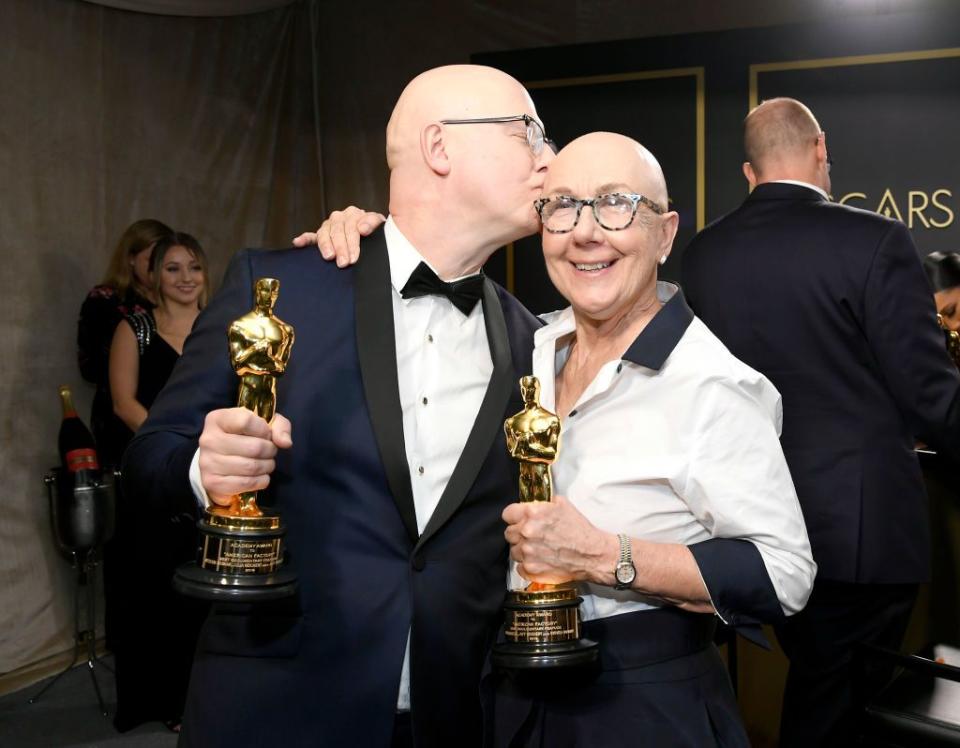 HOLLYWOOD, CALIFORNIA - FEBRUARY 09: Filmmakers Jeff Reichert and Julia Reichert, winners of the Documentary Feature award for “American Factory,” attend the 92nd Annual Academy Awards Governors Ball at Hollywood and Highland on February 09, 2020 in Hollywood, California. (Photo by Kevork Djansezian/Getty Images)