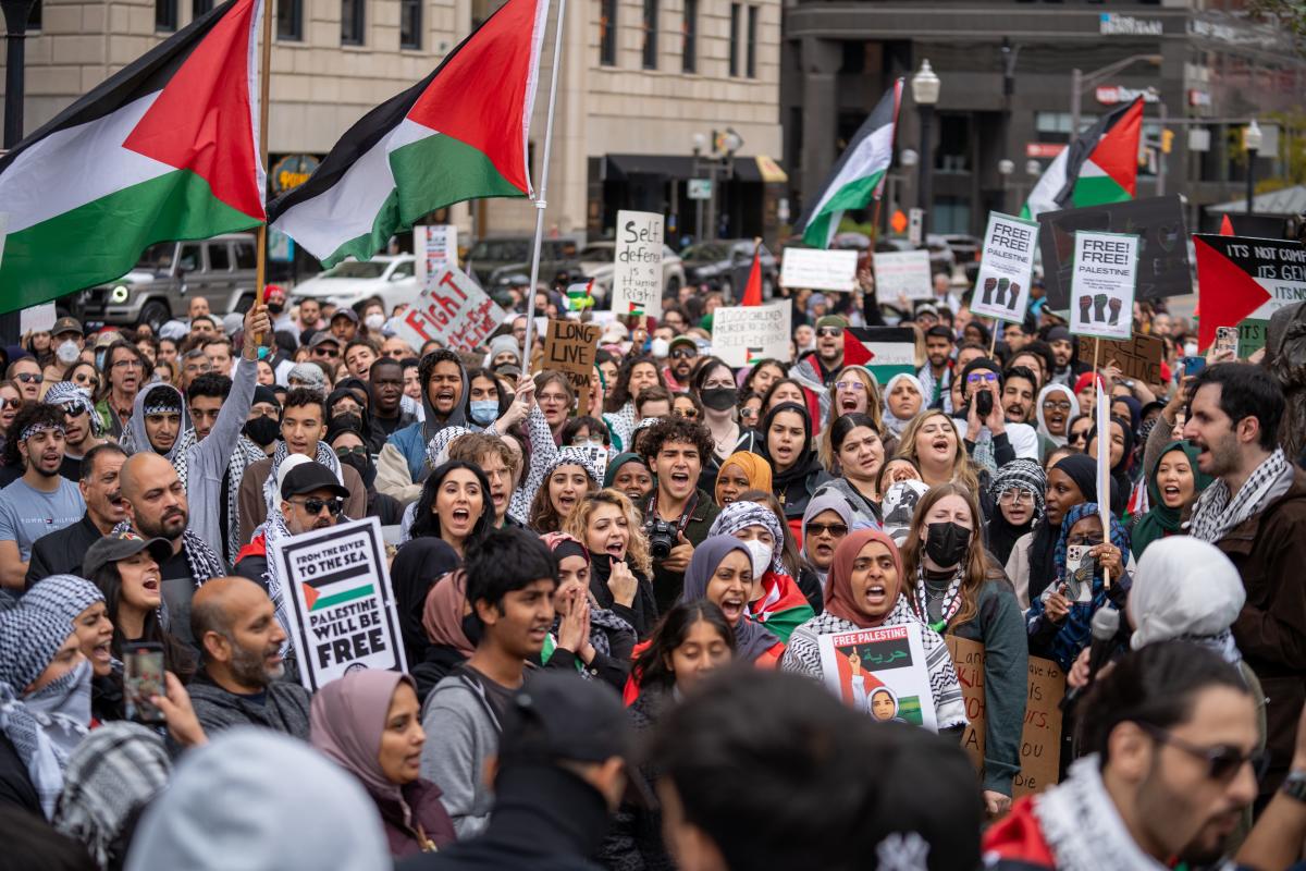 Several hundred pro-Gaza protesters rally at Ohio Statehouse, march ...