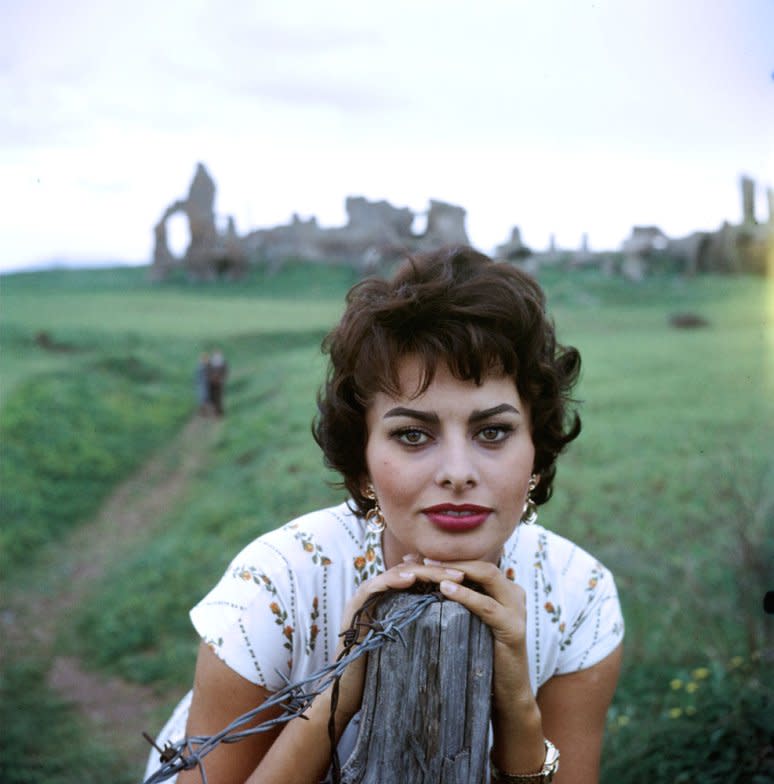 Sophia Loren poses in 1957, the year she began to make a name for herself in America in such movies as Boy on a Dolphin (her U.S. debut) and Legend of the Lost. (Loomis Dean—TIME & LIFE Pictures/Getty Images) <br> <br> <a href="http://life.time.com/culture/marilyn-audrey-kim-novak-and-more-actresses-on-the-brink-of-fame/#1" rel="nofollow noopener" target="_blank" data-ylk="slk:Click here to see the full collection at LIFE.com;elm:context_link;itc:0;sec:content-canvas" class="link ">Click here to see the full collection at LIFE.com</a>