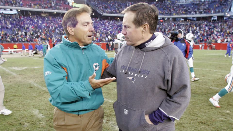 Saban and Belichick went 2-2 against each other from 2005-06 as coach of the Miami Dolphins and New England Patriots, respectively. - Joe Rimkus Jr./Miami Herald/Tribune News Service/Getty Images