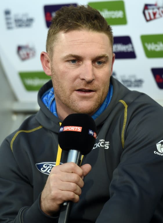 New Zealand's Black Caps captain Brendon McCullum speaks during an interview at Old Trafford Manchester, on June 23, 2015