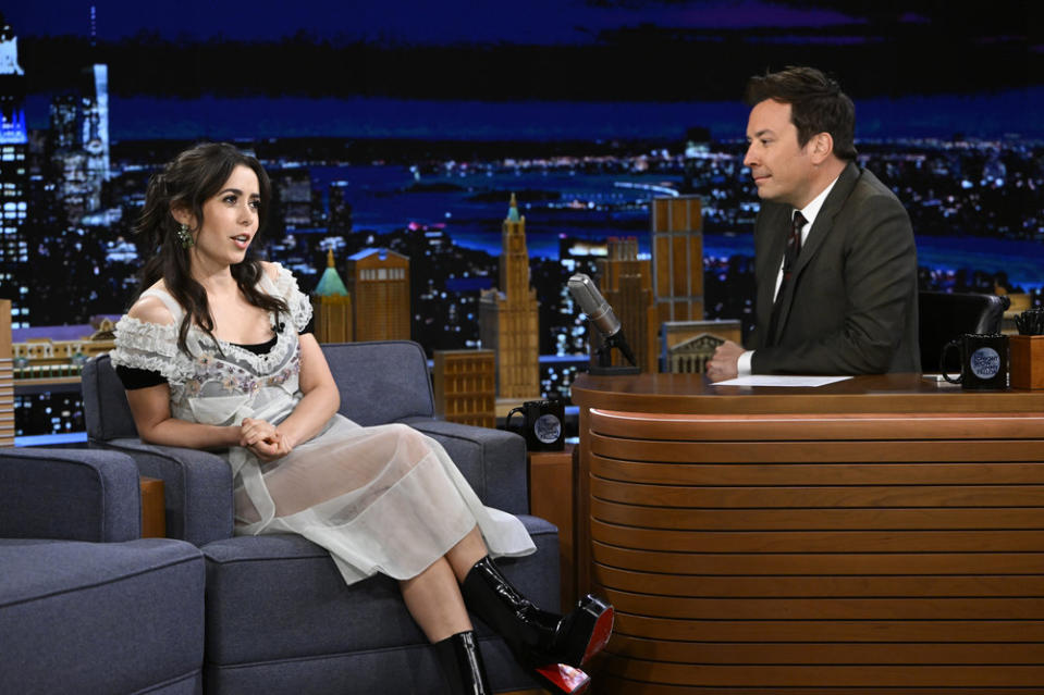 Cristin Milioti during an interview with host Jimmy Fallon on April 25, 2022. - Credit: Todd Owyoung/NBC