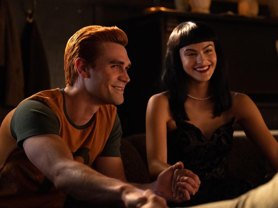 KJ Apa as Archie Andrews and Camila Mendes as Veronica Lodge on the season seven finale of "Riverdale."