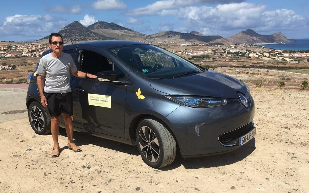 Edward Stephens with electric Renault Zoe on Porto Santo