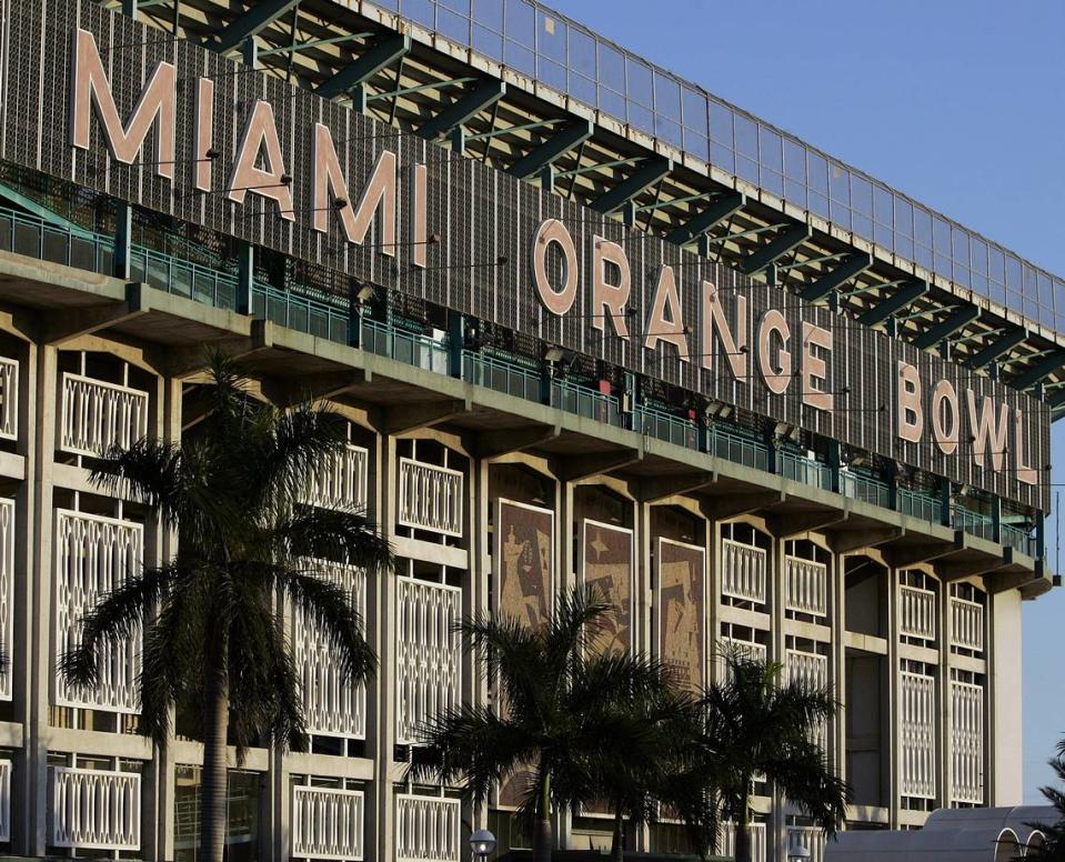 The Orange Bowl stadium, former home of the Miami Hurricanes, is pictured January 31, 2007 in Miami, Florida. The Hurricanes and FIU Panthers will meet Saturday at Marlins Park, former site of the iconic OB.