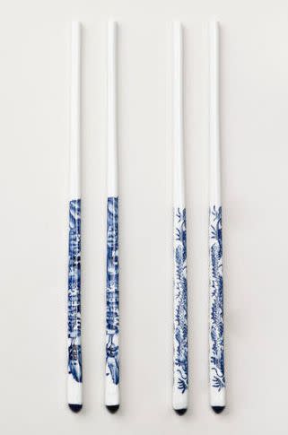 "You can never have too many chopsticks."  -Anya Strzemien, Editor in chief HuffPost Style & HuffPost Home   <a href="http://www.worldmarket.com/product/blue-ceramic-chopsticks-set-of-2.do?camp=ppc:GooglePLA:none:goobase_filler&gclid=COTAlrfUprQCFVCd4Aod734ATw">Worldmarket.com</a>