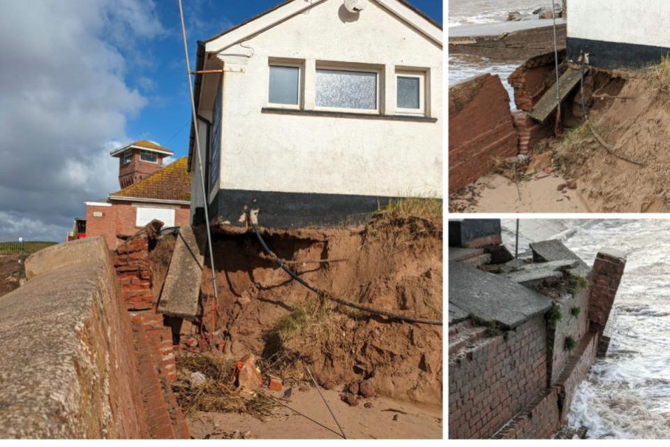 Exmouth Journal: Damage to Exmouth NCI building from storm.